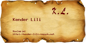 Kender Lili névjegykártya